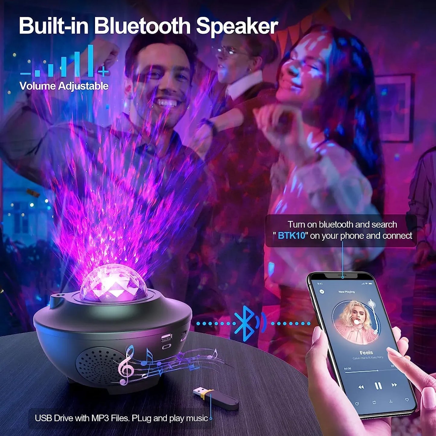 Galaxy Star Projector with dual Speakers