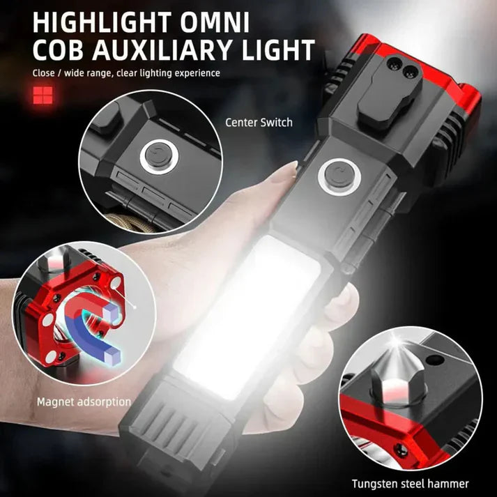 High Power LED Torch Light – Rechargeable Tactical Flashlight with Power Bank