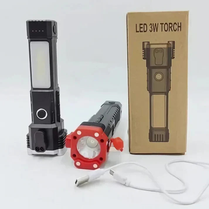 High Power LED Torch Light – Rechargeable Tactical Flashlight with Power Bank